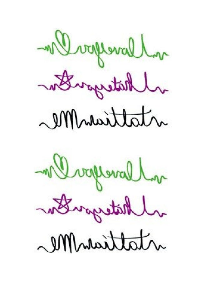 مجموعة تاتو مؤقت مضاد للماء بتَصميم اقتباس أخضر/ أسود/ أرجواني