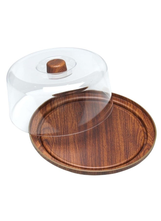 Evelin - Bamboo Cake Stand with Acrylic Dome Cover, 26 cm Round Base - Image 1
