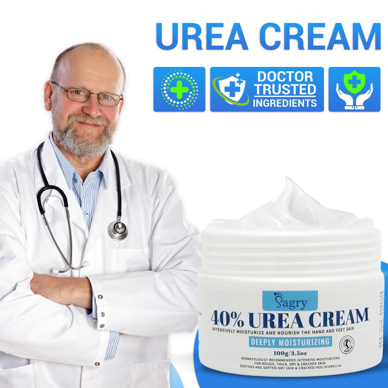 Sagry Urea Cream 40 Percent for Feet Maximum Strength, Foot Cream for Dry Cracked Heels Feet Knees Elbows Hands, Urea 40% Cream for Deep Moisturizes, Callus Remover, Heel Crack Repair - Image 4