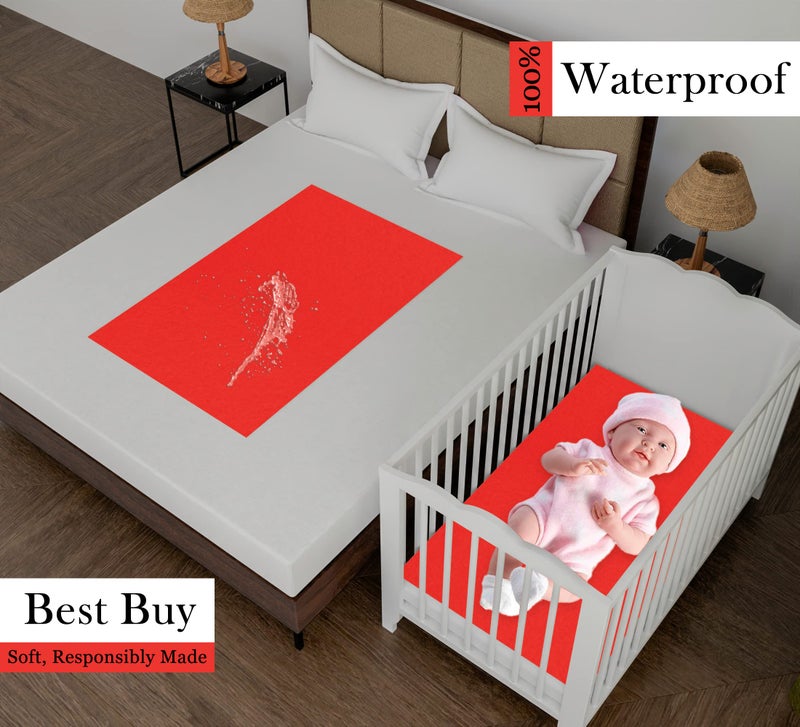 Daksh Baby Dry Sheet/Waterproof Sheet/Baby Sleeping Mat/Bed Protector/Quick Drying/Absorbent Dry Sheet (Small 20"x28"Inch)-Red - Image 2
