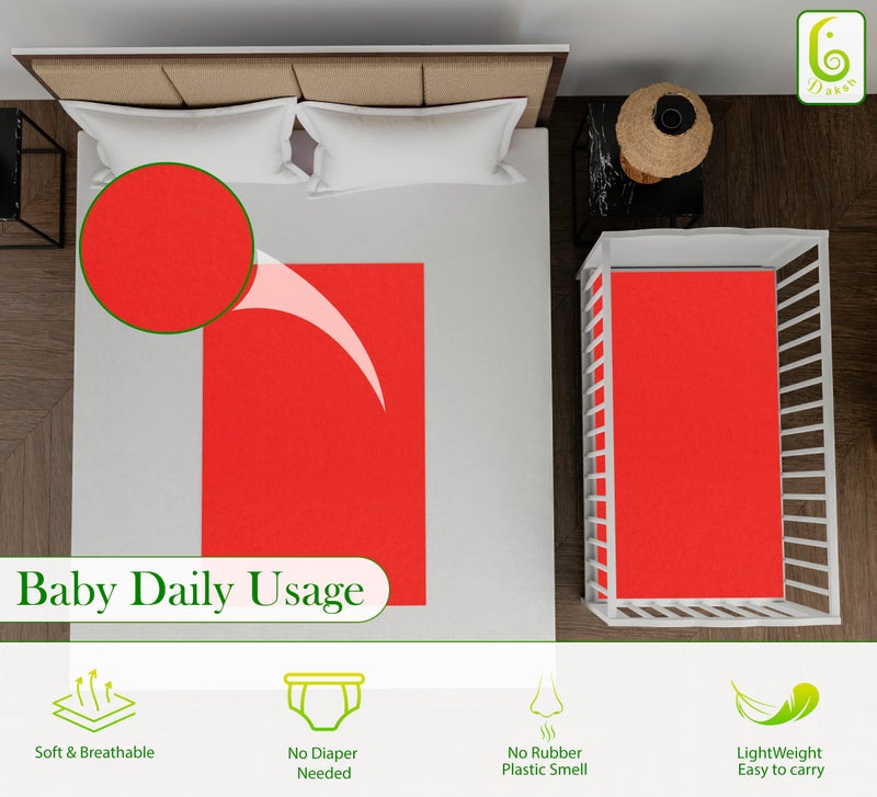 Daksh Baby Dry Sheet/Waterproof Sheet/Baby Sleeping Mat/Bed Protector/Quick Drying/Absorbent Dry Sheet (Small 20"x28"Inch)-Red - Image 4