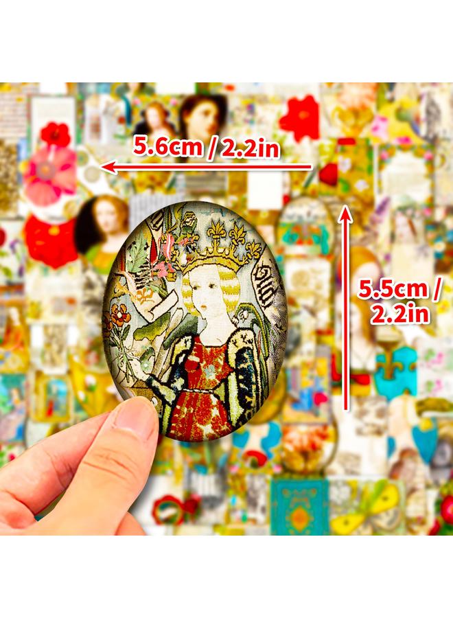 Bluejw 100 Medieval Retro Stickers Classic Retro Nostalgic Medieval Old Time Art Hand Account Stickers - Image 4