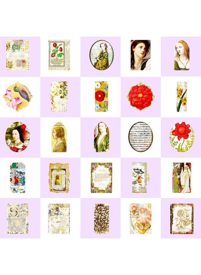 Bluejw 100 Medieval Retro Stickers Classic Retro Nostalgic Medieval Old Time Art Hand Account Stickers - Image 5