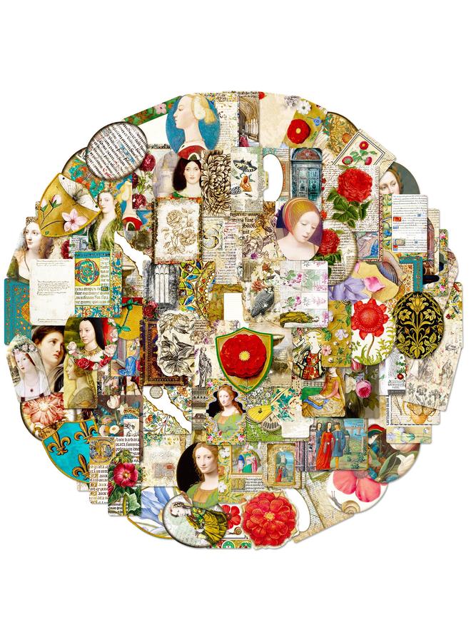 Bluejw 100 Medieval Retro Stickers Classic Retro Nostalgic Medieval Old Time Art Hand Account Stickers - Image 1