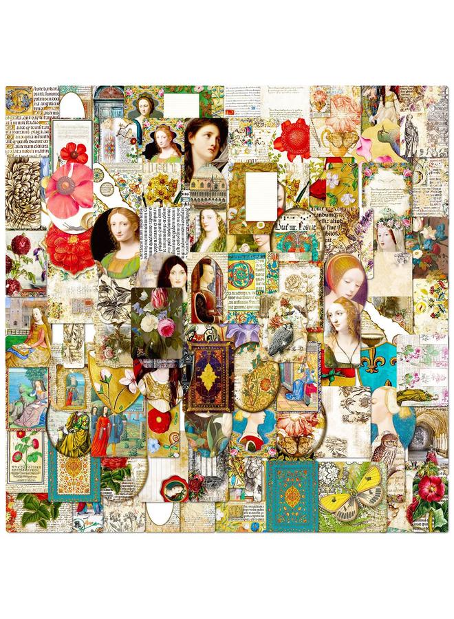 Bluejw 100 Medieval Retro Stickers Classic Retro Nostalgic Medieval Old Time Art Hand Account Stickers - Image 2