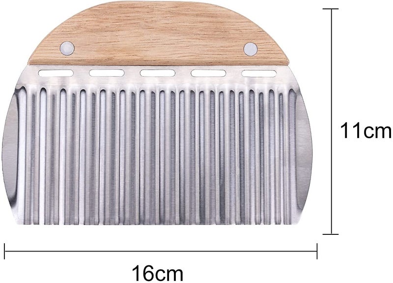Baskety Stainless Steel Chips Wave Knife with Wooden Handle, Potato Cutter, Vegetable Slicer, Potato Wave Cutter, Fruit Salad Cutter, Tool Crinkle Chopper for Carrots, Cucumbers, Onions - Image 2