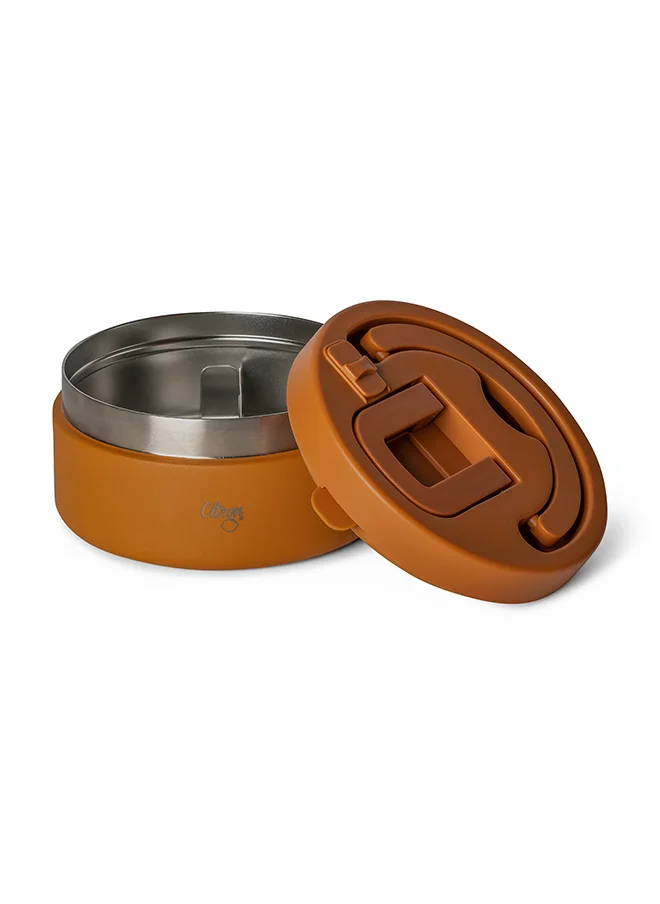 سترون Vacuum Insulated Food Jar For Kids And Adults, Bpa Free Food Thermos, Travel Hot Food Container - 400 Ml Caramel