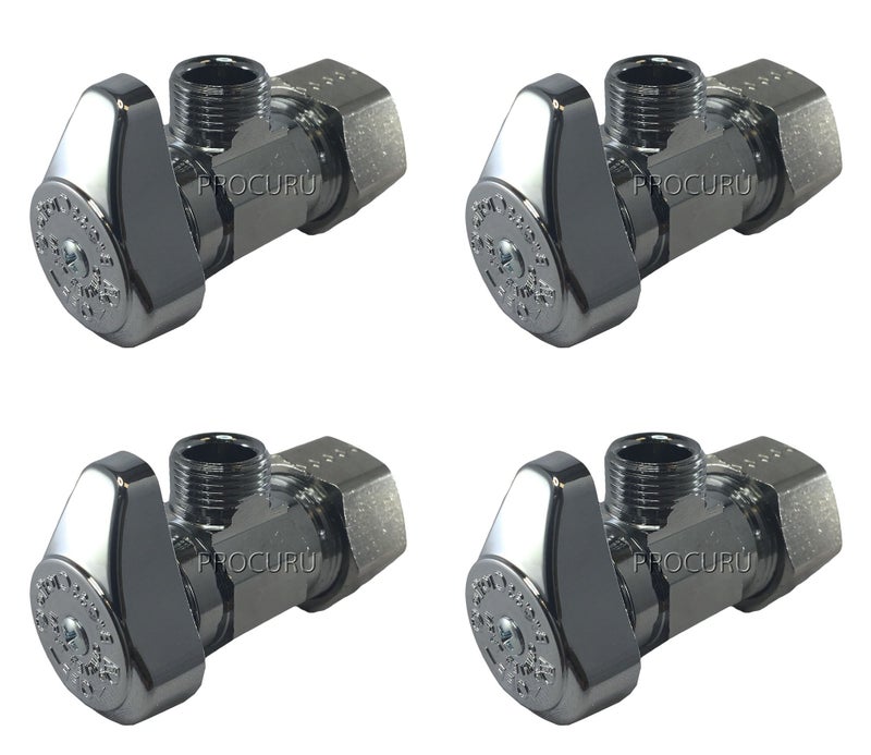 brasscraft (4-Pack) BrassCraft G2CR19L1X 1/2-in Nominal Comp x 3/8-in OD Outlet Chrome Plated Brass 1/4-Turn Angle Stop Valve Less Outlet Sleeve/Nut (4-Pack) - Image 1