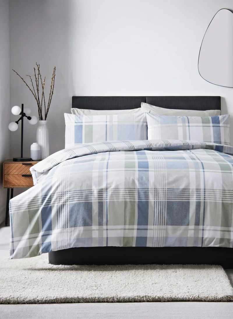 Matalan Blue Check Duvet Set