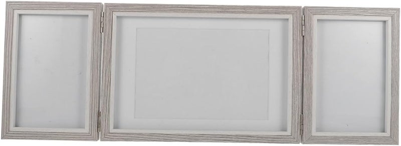 Wooden Folding Photo Frame Triple Set, Tabletop Decorative Display, 2pcs 6-inch 7-inch Gray Wooden Picture Frames for Home and Office Décor - Image 1