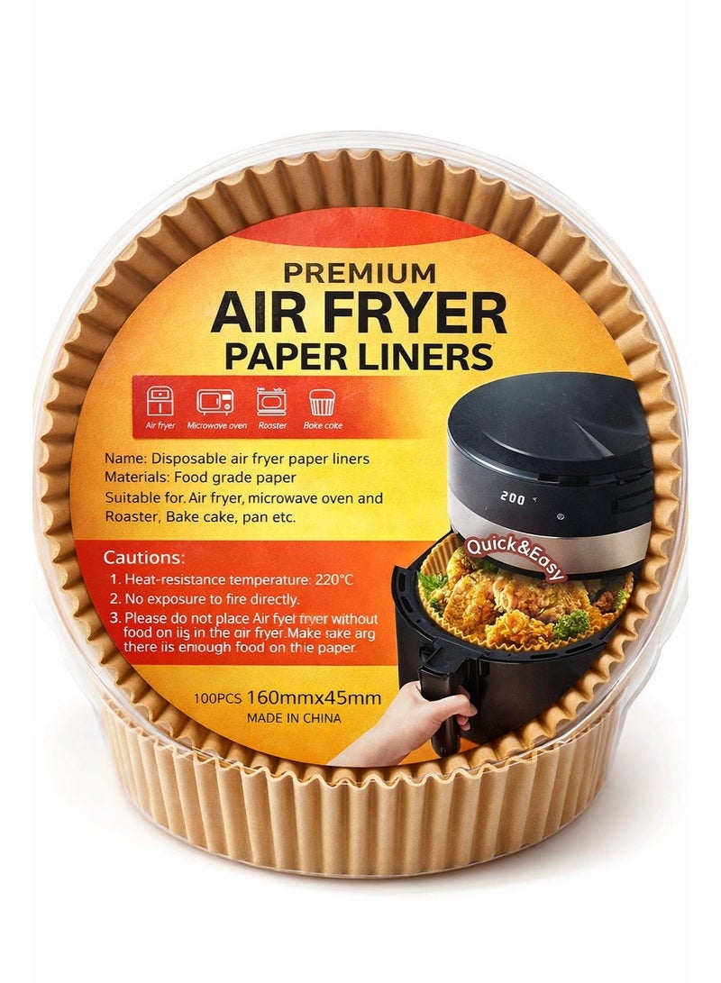 Air Fryer Disposable Paper Liners, 100 PCS, Non-stick, Oil-Proof, Water-proof, Food Grade, 160mm x 45mm - Image 1