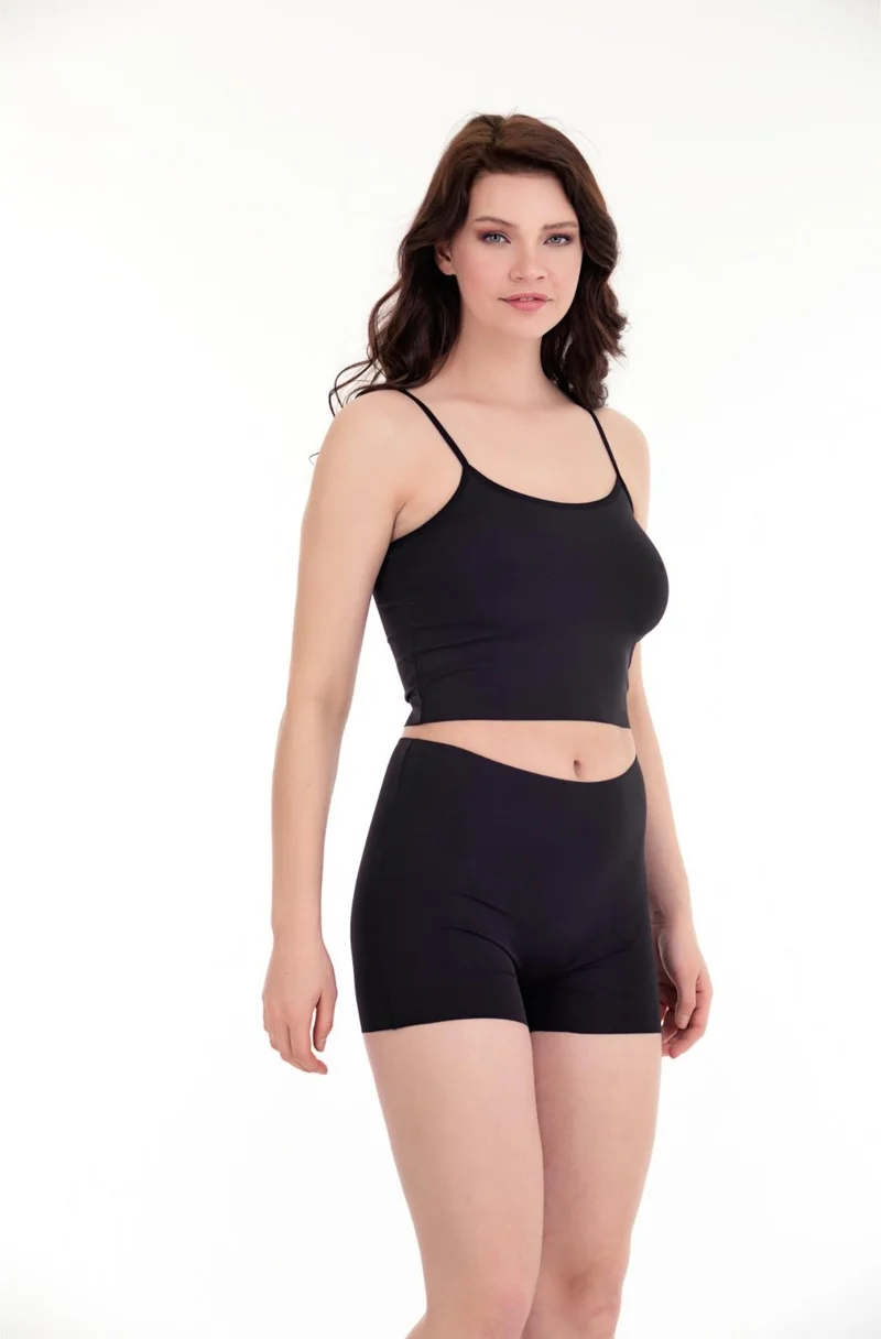 سينسو Laser Cut High Waist Shorts 3 Piece Set BLACK
