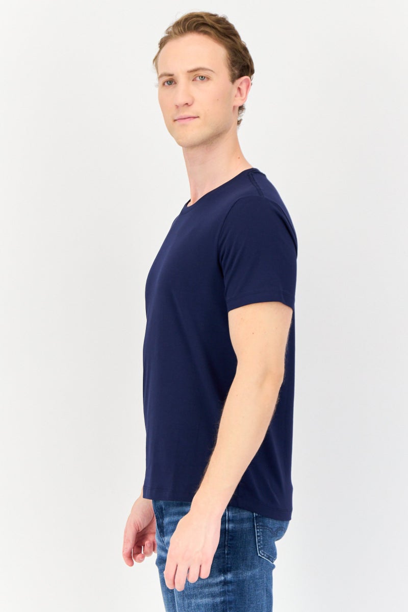 VINCE CAMUTO تي شيرت رجالي بأكمام قصيرة بياقة دائرية، أزرق داكن - Image 2