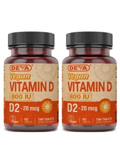 Deva Vegan Vitamin D2 800 Iu Ergocalciferol Supplement With No Animal Ingredients 90 Tablets (Pack Of 2)  - Image 1