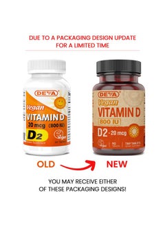Deva Vegan Vitamin D2 800 Iu Ergocalciferol Supplement With No Animal Ingredients 90 Tablets (Pack Of 2)  - Image 3