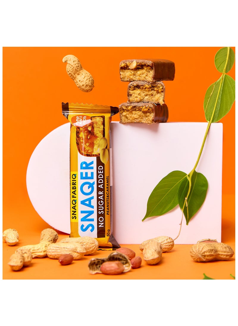 Snaq Fabriq - SNAQER Chocolate Protein bar with Peanuts and Caramel No Sugar Added 12x50g - Image 1
