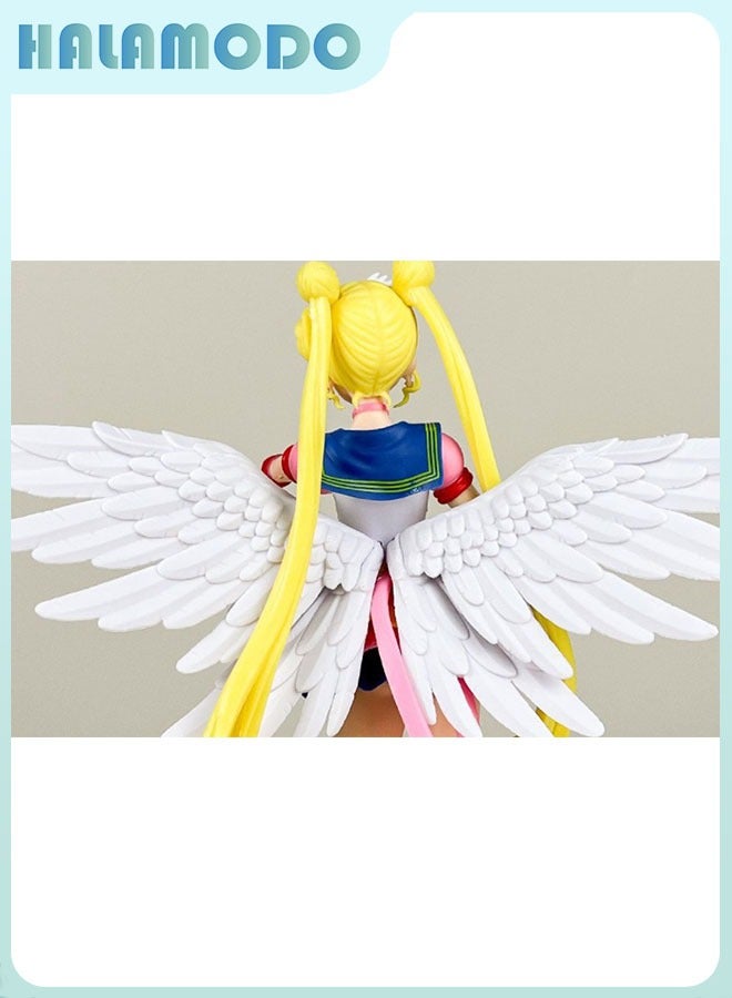 HALAMODO Sailor Moon  Sailor Moon Figurine - Usagi Tsukino Transforming with Magic Wand, Ideal Desktop Decoration and Gift 23 cm - Image 3
