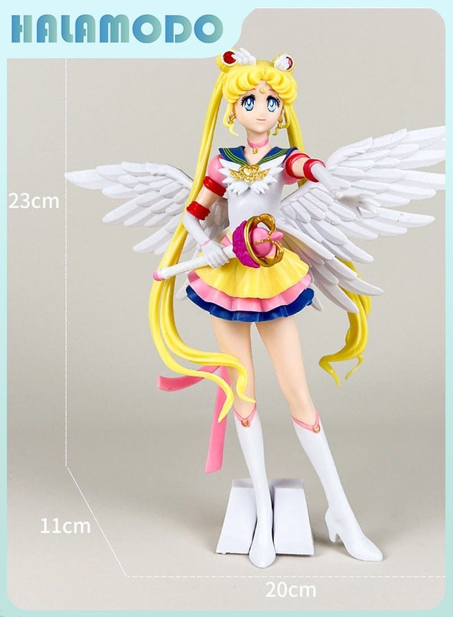 HALAMODO Sailor Moon  Sailor Moon Figurine - Usagi Tsukino Transforming with Magic Wand, Ideal Desktop Decoration and Gift 23 cm - Image 1