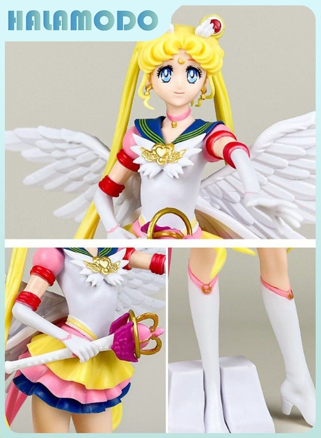 HALAMODO Sailor Moon  Sailor Moon Figurine - Usagi Tsukino Transforming with Magic Wand, Ideal Desktop Decoration and Gift 23 cm - Image 2