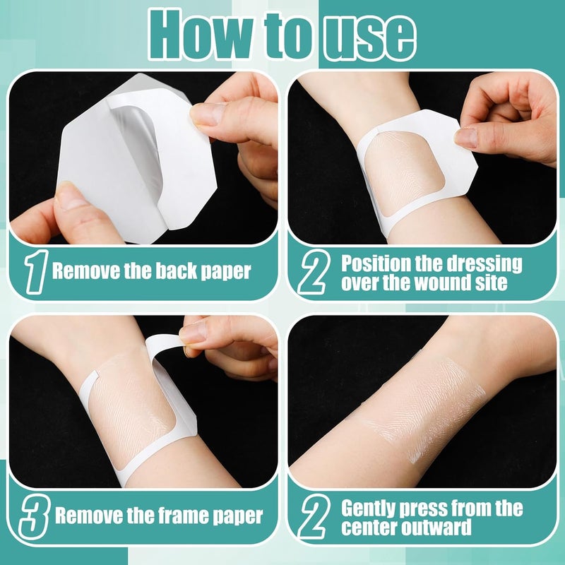 Geiserailie 60 Pcs Transparent Film Dressing 2 3 x 2 75 in Waterproof Adhesive Clear Bandage Patches for Swimming Showering Wounds Post Surgical Shower or PICC Catheter Tattoo Aftercare Bandage - Image 4