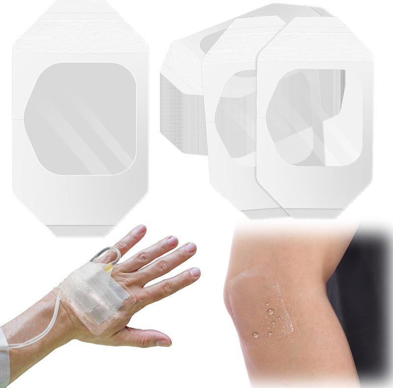 Geiserailie 60 Pcs Transparent Film Dressing 2 3 x 2 75 in Waterproof Adhesive Clear Bandage Patches for Swimming Showering Wounds Post Surgical Shower or PICC Catheter Tattoo Aftercare Bandage - Image 1