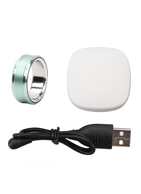 Smart Ring Health Tracker Stainless Steel Sleep Temperature Monitoring Step Counting Waterproof Smart Ring with Charging Case Cyan Type 23