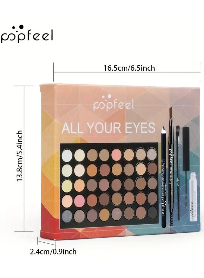 popfeel 40 Colors Eyeshadow Palette Set, Eyebrow Pencil Eyeliner Pen Mascara With A Set Of Makeup Brushes Eye Cosmetics, Ideal Gift For Mother's Day Makeup Set - Image 2