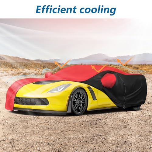 BIGACOVER for c7 Corvette Car Cover All Weather Protection Waterproof Windproof for 2014-2019 C7 Stingray, for C7 Chevy Corvette Stingray Z51 Z06(Black&Red Combo) - Image 4