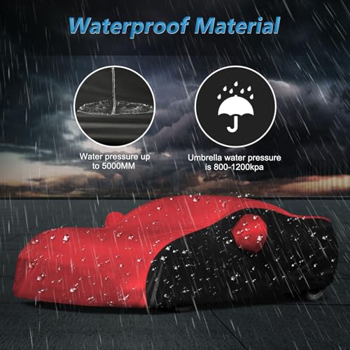 BIGACOVER for c7 Corvette Car Cover All Weather Protection Waterproof Windproof for 2014-2019 C7 Stingray, for C7 Chevy Corvette Stingray Z51 Z06(Black&Red Combo) - Image 5