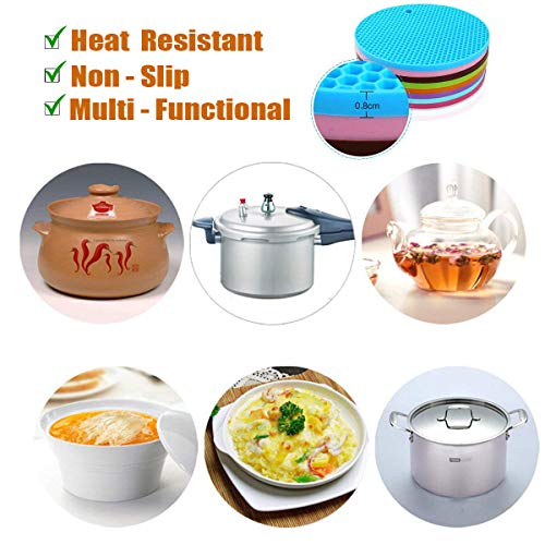 LogHog 5 Pcs Extra Thick Silicone Trivets Pot Holder and Oven Mitts,Trivets for Hot Dish,Nonslip Insulation Honeycomb Rubber Hot Pads for Countertop,Multi-Purpose,Flexible Mats Heat Resistant Potholders,Grey - Image 5