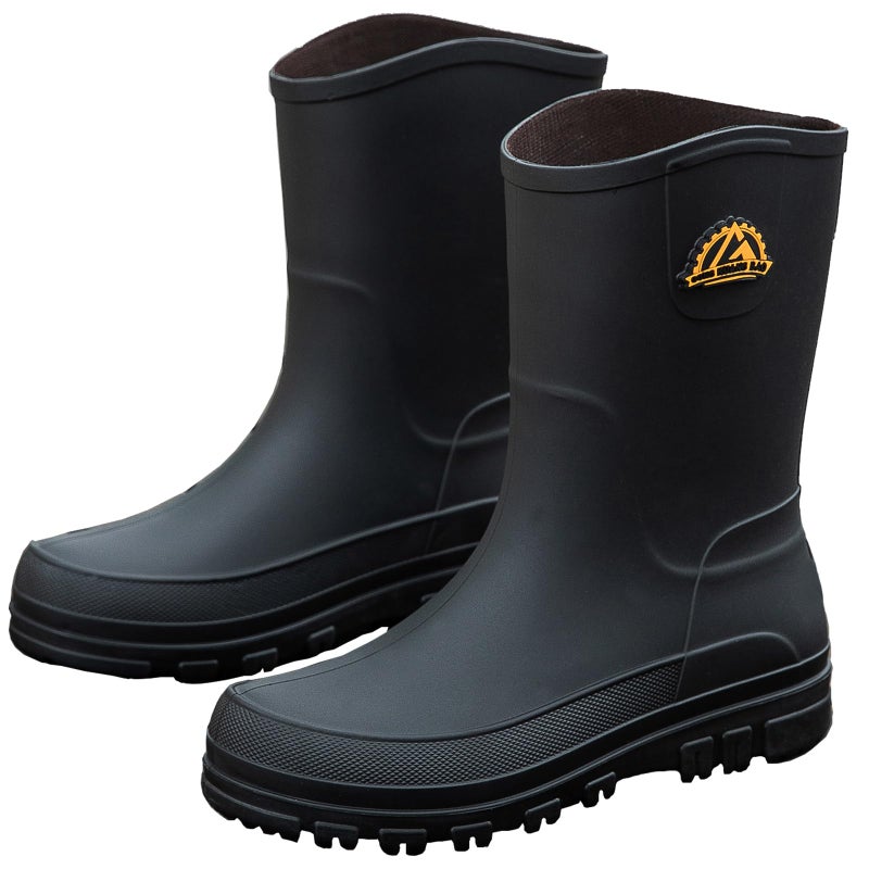 IQAXC Waterproof Garden Rain Boots for Men Breathable Lightweight Mid Calf Deck Fishing Outdoor Slip Resistant Shoes, 388 Black 41 - Image 1