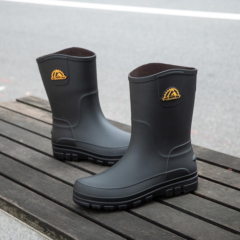IQAXC Waterproof Garden Rain Boots for Men Breathable Lightweight Mid Calf Deck Fishing Outdoor Slip Resistant Shoes, 388 Black 41 - Image 3
