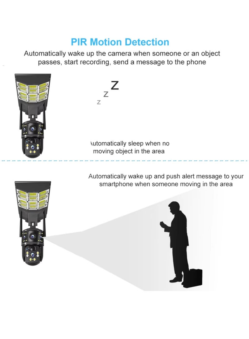 DIGI CORE CCTV Camera For Home 8MP Solar Camera with Streetlight & 64GB Card, Dual Lens 4G (SIM Internet Working Only) Smart Security Camera with HD 3MP Surveillance, IP65 Waterproof Outdoor Camera with Motion Tracking, Night Vision, Two-Way Audio & App Remote Control - Image 4