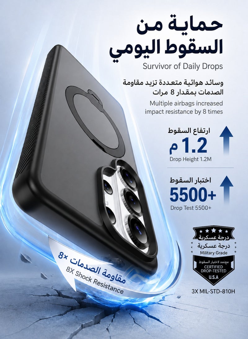 ORYXA Samsung Galaxy S26 Ultra Case, Screen Protector and 360° Magnetic Stand, Compatible with MagSafe, Heavy Duty Shockproof Phone Cover for Galaxy S26 Ultra, Black - Image 2
