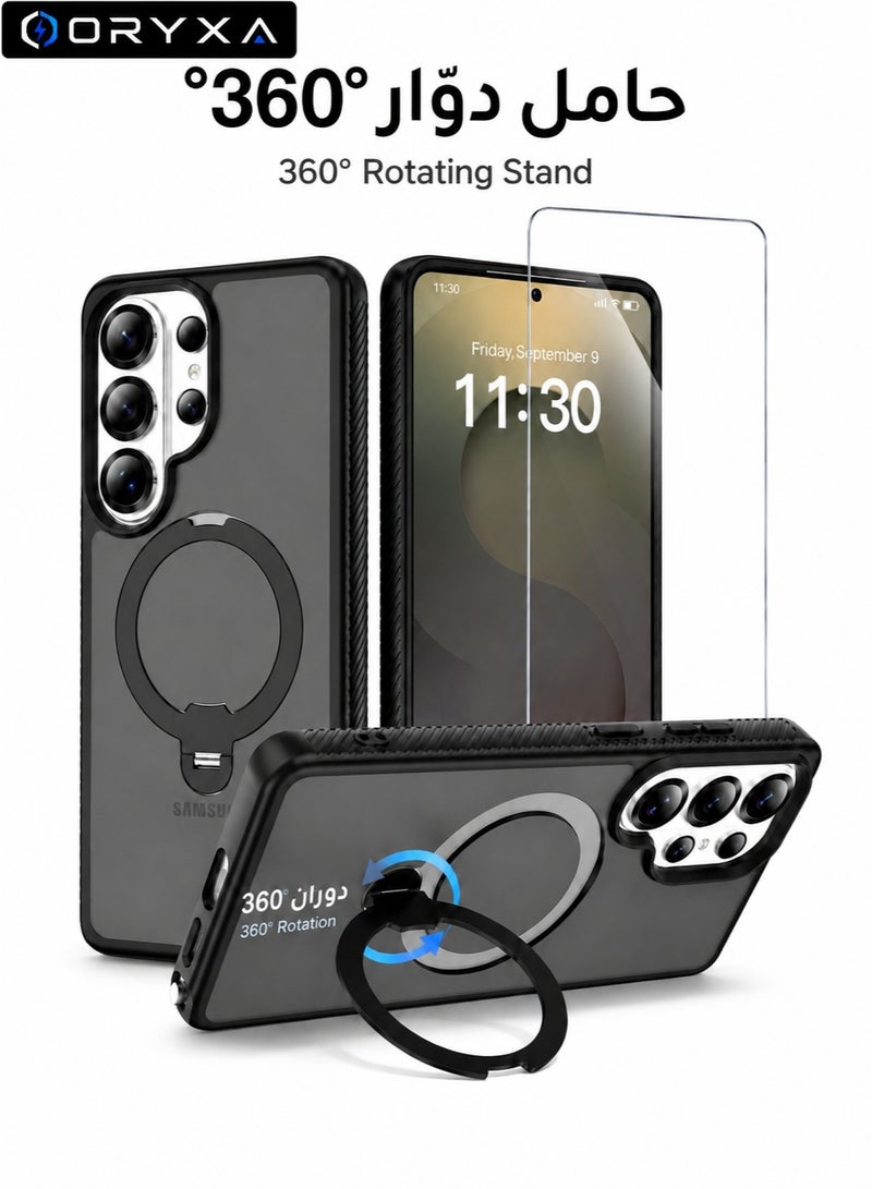 ORYXA Samsung Galaxy S26 Ultra Case, Screen Protector and 360° Magnetic Stand, Compatible with MagSafe, Heavy Duty Shockproof Phone Cover for Galaxy S26 Ultra, Black - Image 1
