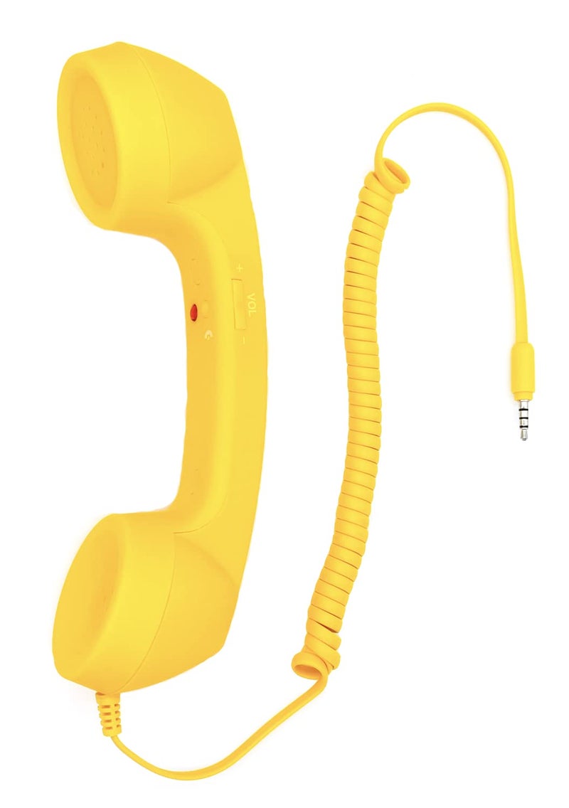 YTYKINOY Retro 3.5mm Telephone Handset Cell Phone Receiver Mic Microphone Speaker for iPhone iPad Mobile Phones Cellphone Smartphone (Yellow) - Image 5