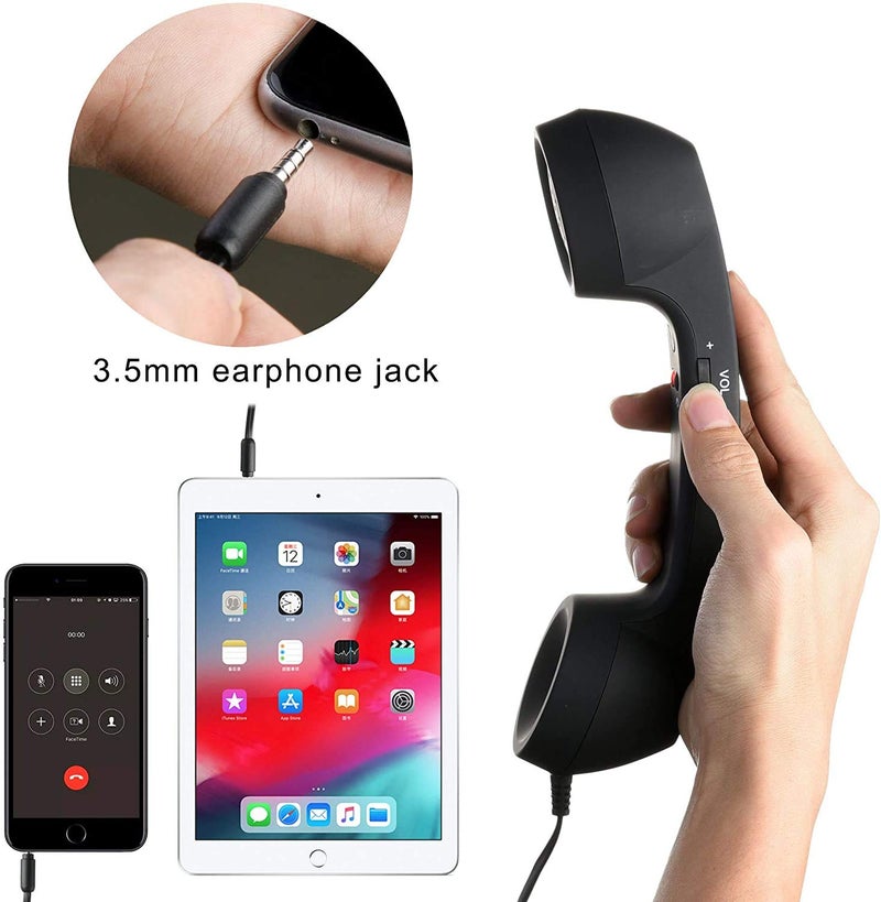 YTYKINOY Retro 3.5mm Telephone Handset Cell Phone Receiver Mic Microphone Speaker for iPhone iPad Mobile Phones Cellphone Smartphone (Yellow) - Image 3