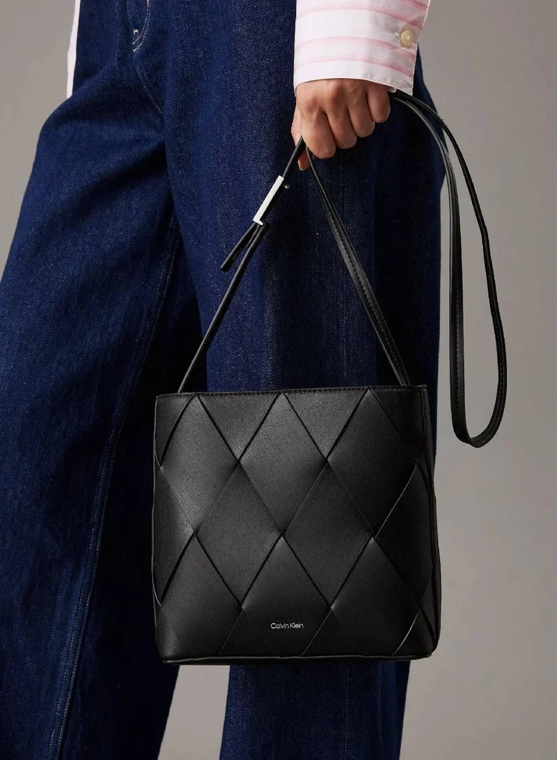 Calvin Klein Ck Black Square Woven Crossbody Bag for Women | Best Price UAE