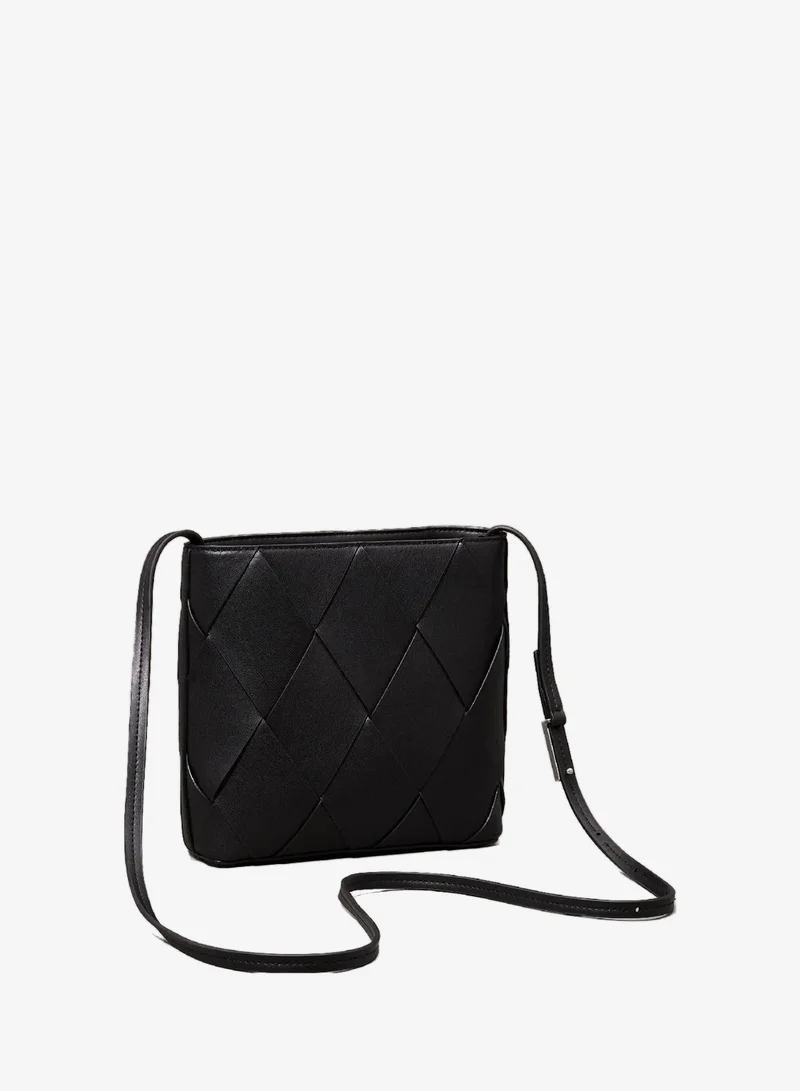 Calvin Klein Ck Black Square Woven Crossbody Bag for Women | Best Price UAE