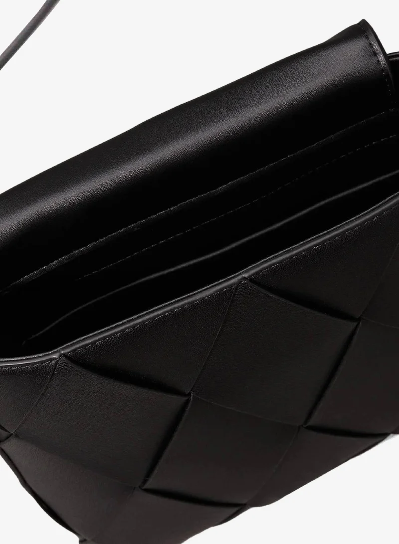 Calvin Klein Ck Black Square Woven Crossbody Bag for Women | Best Price UAE