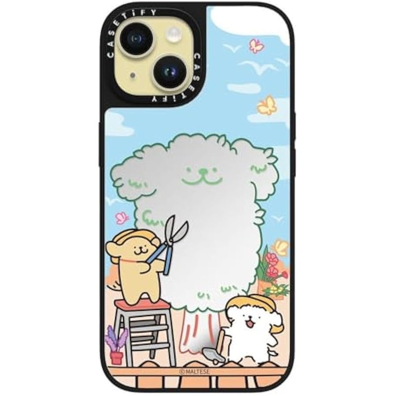 Casetify Mirror iPhone 15 Case 【Reflective / 4.9ft Drop Protection/Compatible with Magsafe】 - Maltese Tree Case - Silver on Black - Image 2