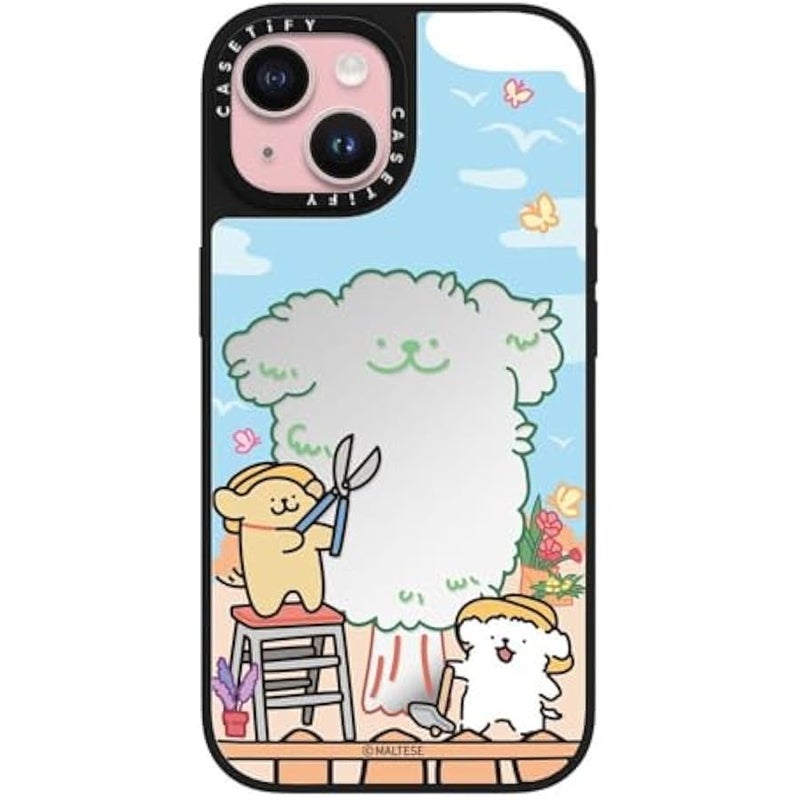 Casetify Mirror iPhone 15 Case 【Reflective / 4.9ft Drop Protection/Compatible with Magsafe】 - Maltese Tree Case - Silver on Black - Image 1