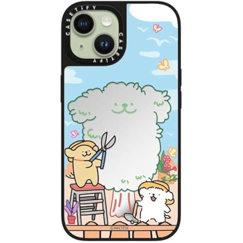 Casetify Mirror iPhone 15 Case 【Reflective / 4.9ft Drop Protection/Compatible with Magsafe】 - Maltese Tree Case - Silver on Black - Image 3