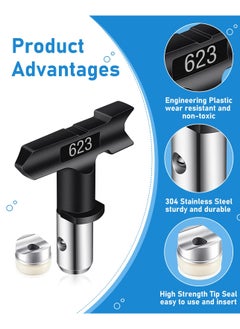 SYOSI 5 Pcs Spray Tips Airless Paint Sprayer Reversible Tip Nozzles, for Spraying Machine Accessories, for Homes Buildings Garden Decks Fences  - Image 2