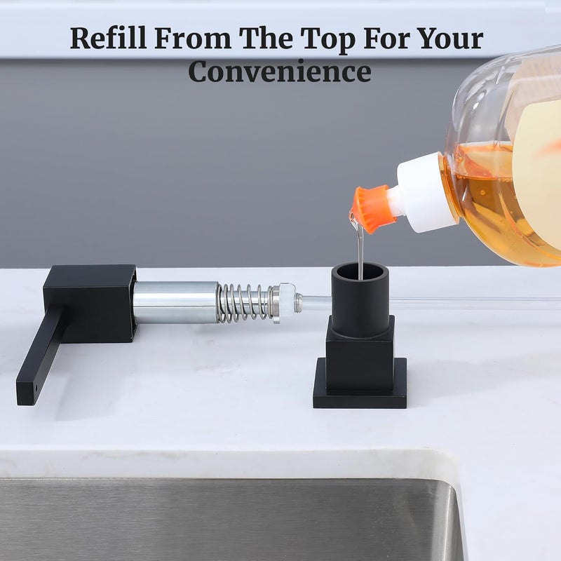 Ultimate Unicorn Sink Soap Dispenser for Kitchen Sink (Matte Black), All Brass Built-in and Refill from Top Design,Metal Hand Soap & Dish Soap Copper Pump - Image 5