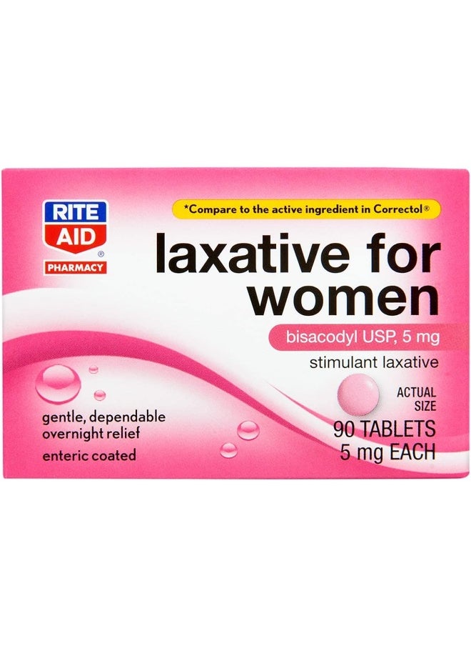 RITE AID Women'S Stimulant Laxative Tablets Bisacodyl Usp 5 Mg 90 Count  - Image 1