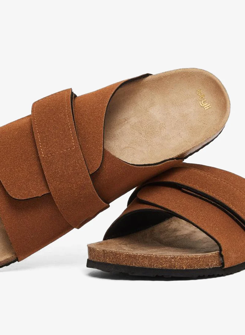 Styli Beige Styli Thick Band Strap Flatform Sole Sandals for Men | Best Price UAE