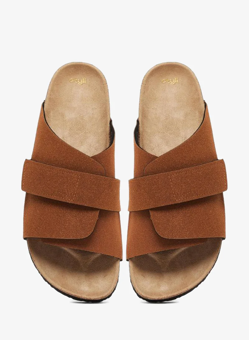 Styli Beige Styli Thick Band Strap Flatform Sole Sandals for Men | Best Price UAE