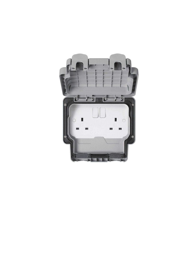 MK - MK Switched Socket 2 Gang 13A- Grey - Image 1
