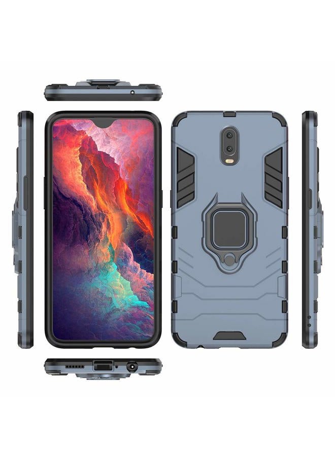 MaiJin Compatible with OPPO R17 Case, Metal Ring Grip Kickstand Shockproof Hard Bumper Shell (Works with Magnetic Car Mount) Dual Layer Rugged Cover for OPPO R17 (Navy Blue) - Image 5